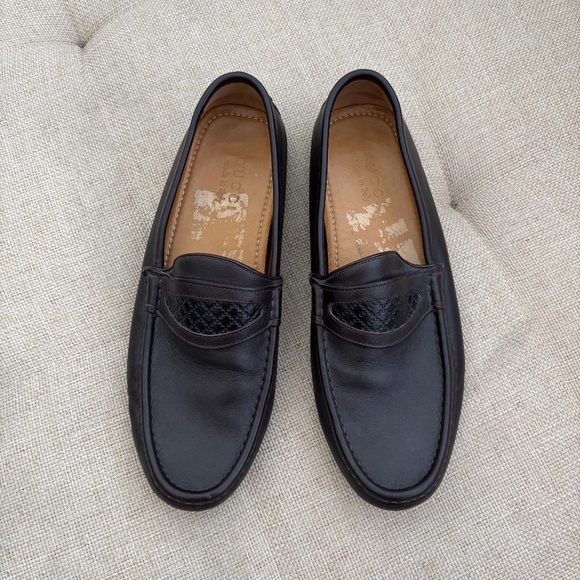 GUCCI Men's Brown Leather Loafers - Picture 1 of 10